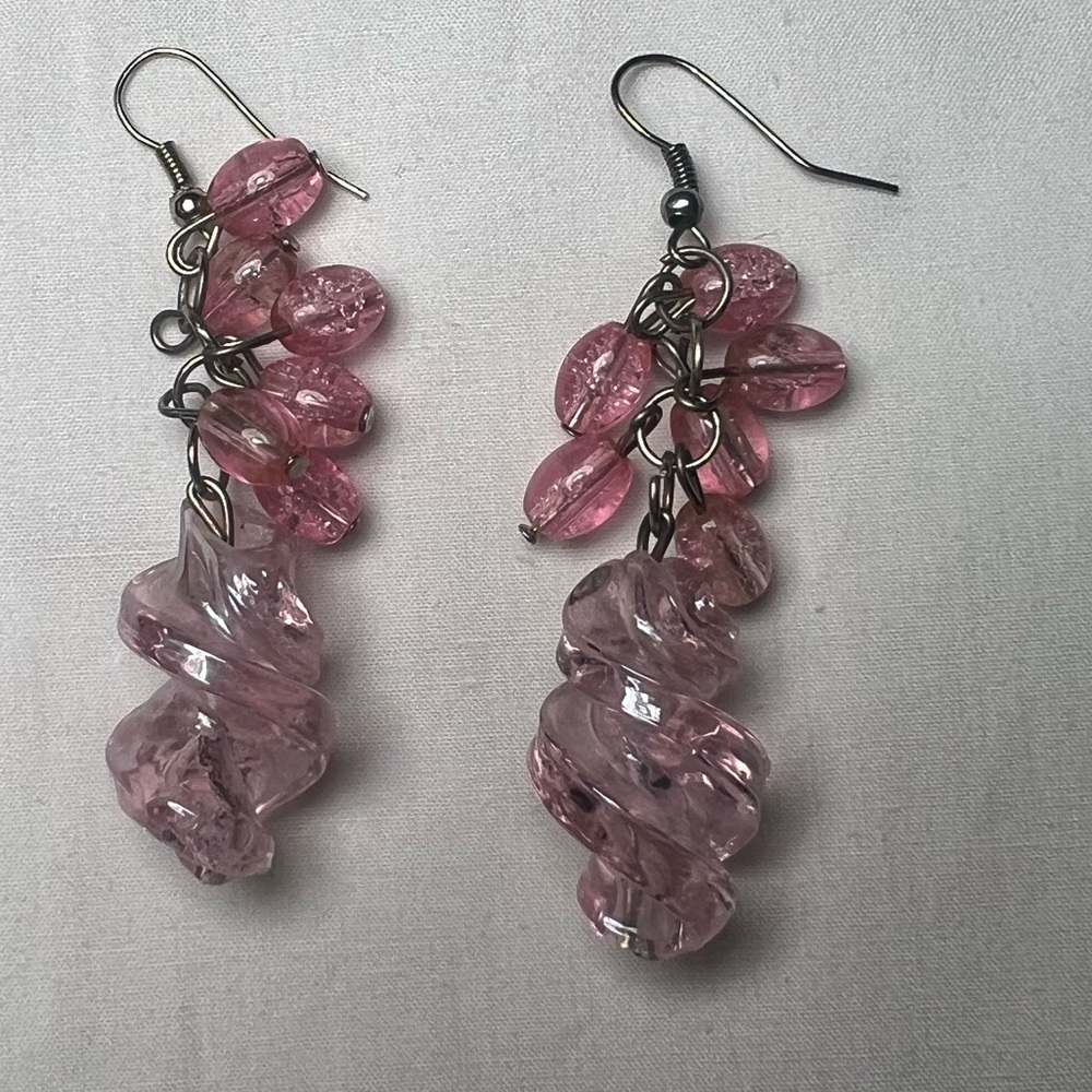 Elegant Pink Cluster Earrings
